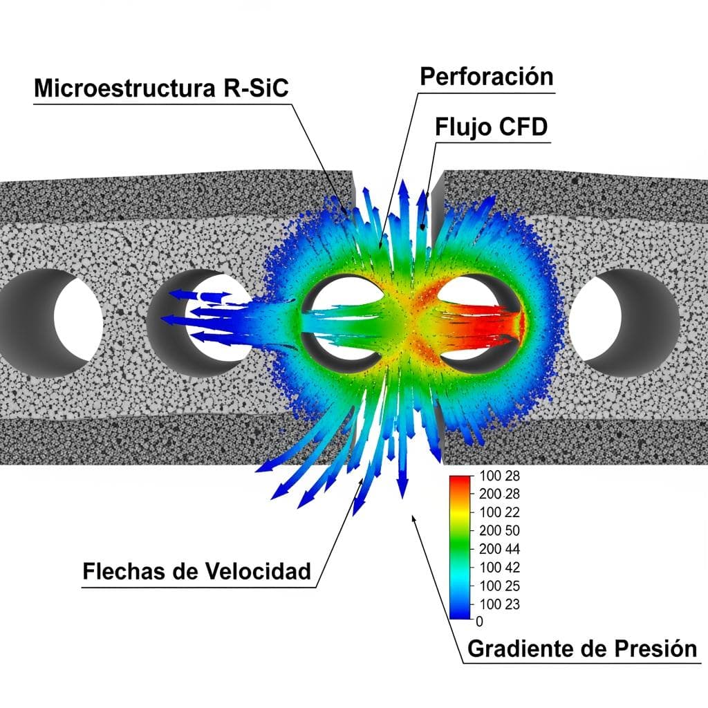 Placas perforadas de carburo de silicio para distribución de aire