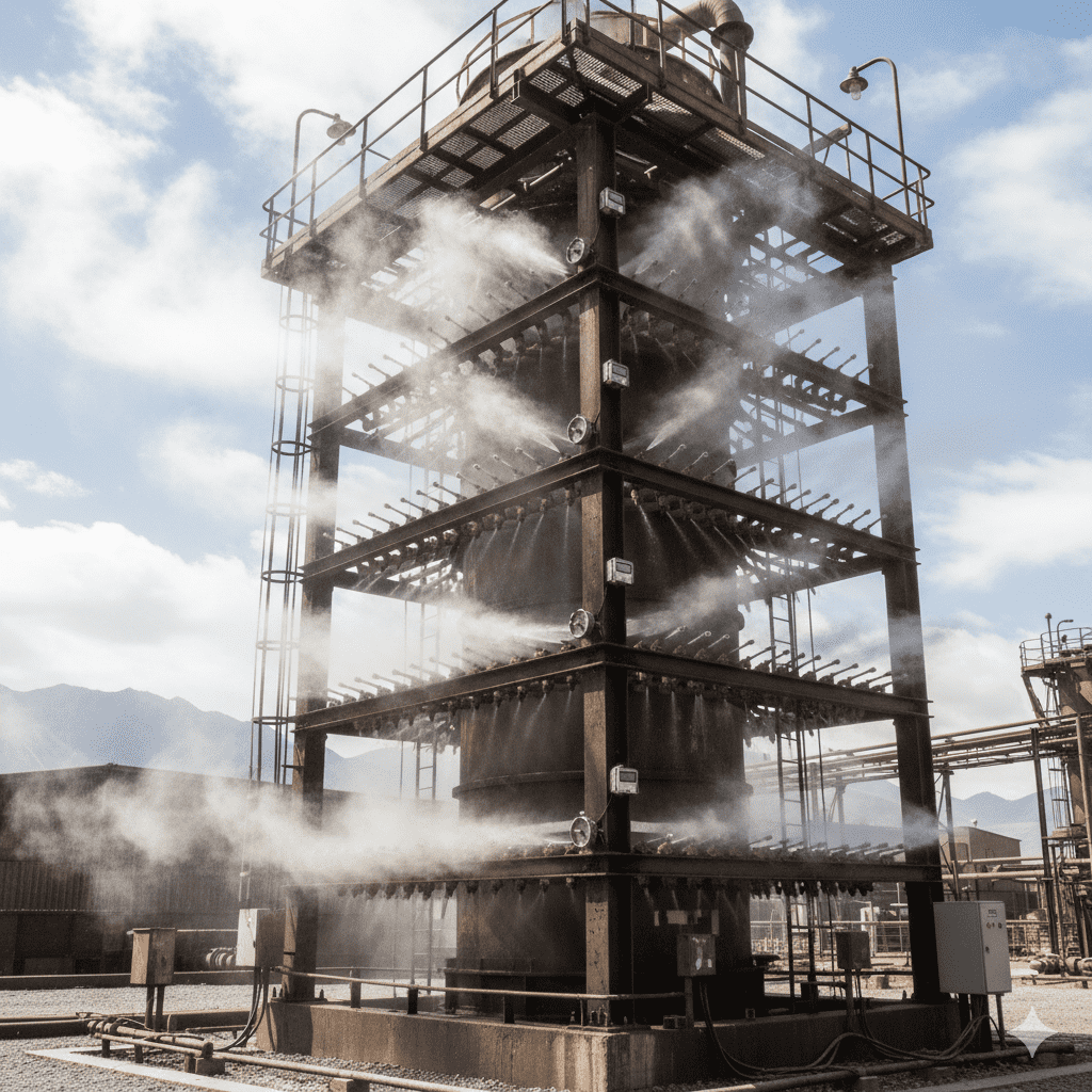 Boquillas de cerámica de carburo de silicio para tratamiento de gases de combustión en minería chilena