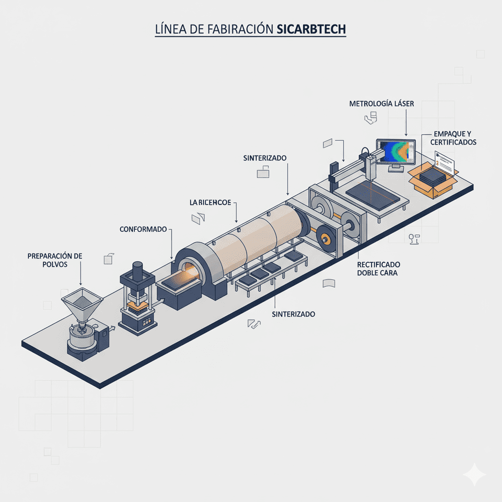 Materiales avanzados de carburo de silicio para planitud superior en placas “setter” de hornos industriales