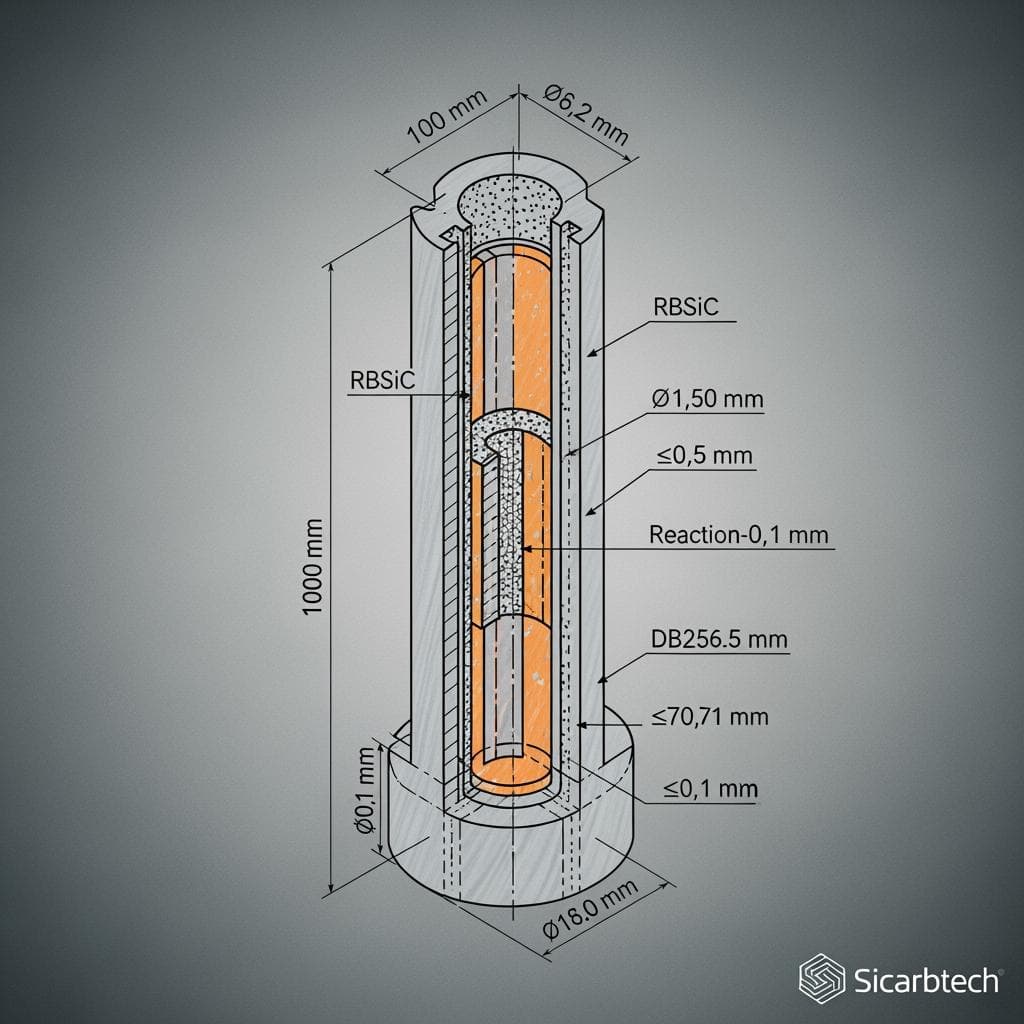 Pilares cerámicos de 1000 mm en carburo de silicio para la industria del acero y la minería del cobre 