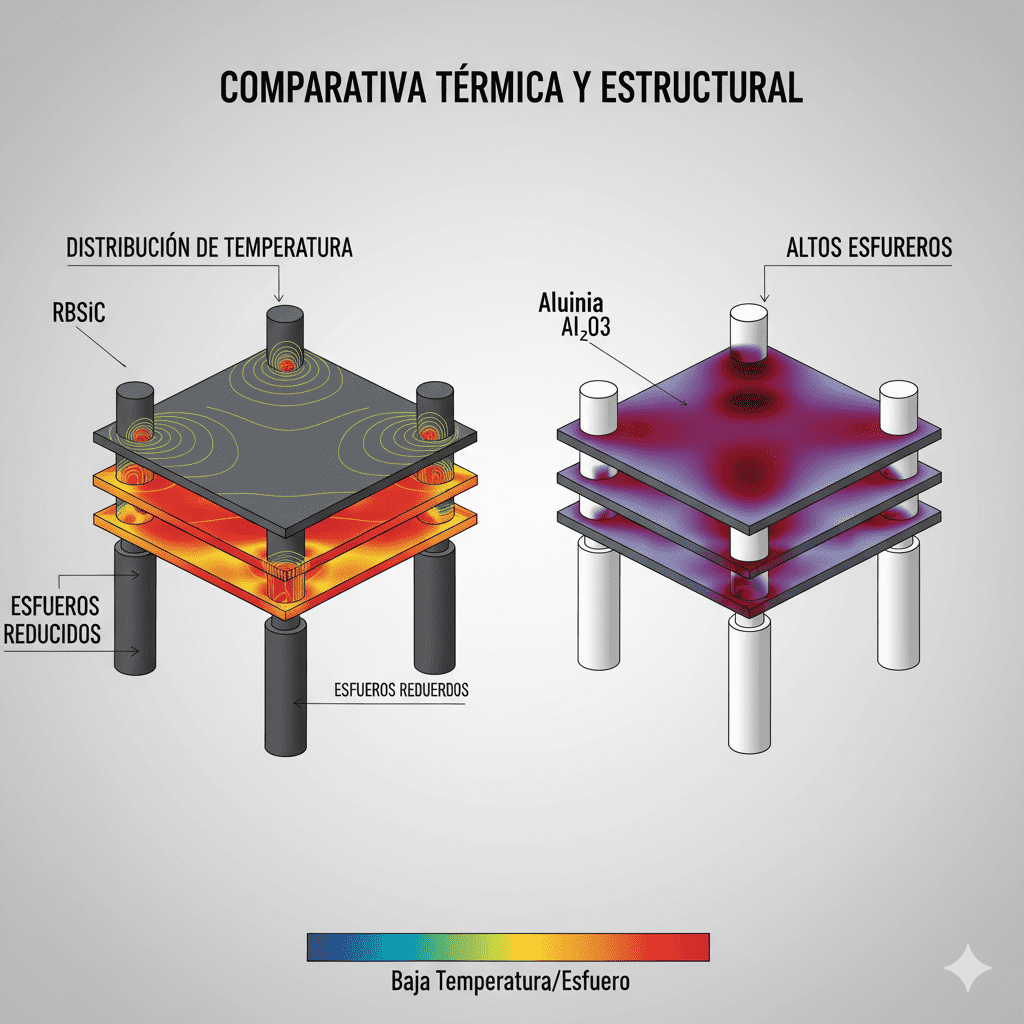 Pilares de soporte no oxidantes de carburo de silicio para hornos industriales