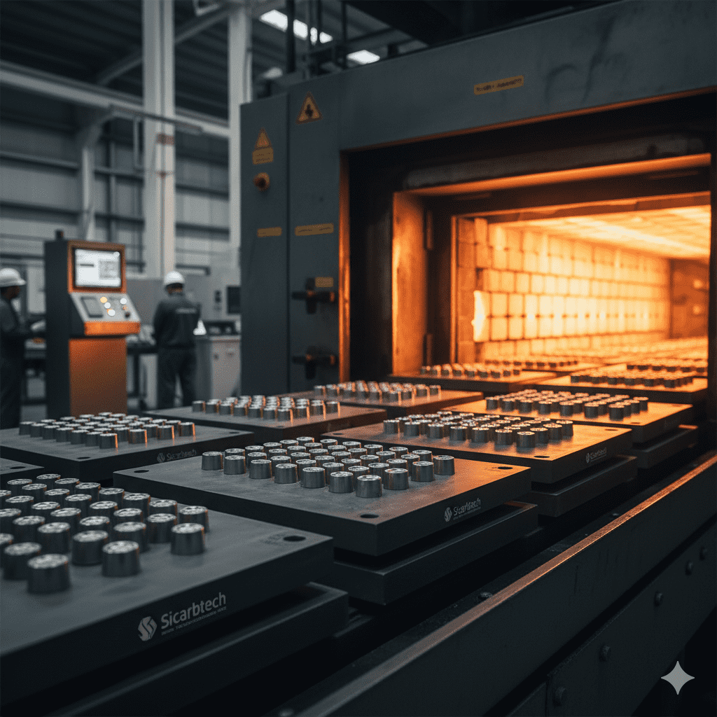 Placas avanzadas de carburo de silicio para metalurgia de polvos