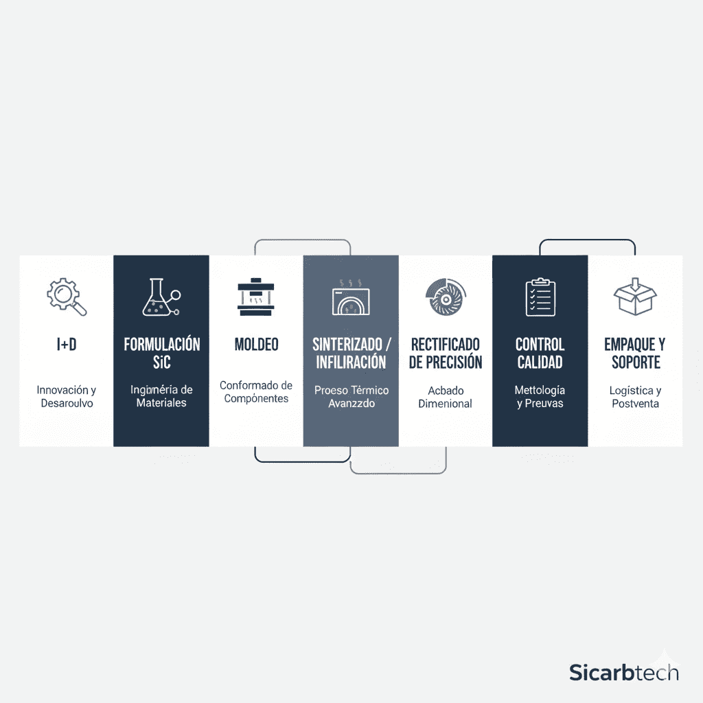 Placas cerámicas avanzadas de carburo de silicio para hornos de alta temperatura